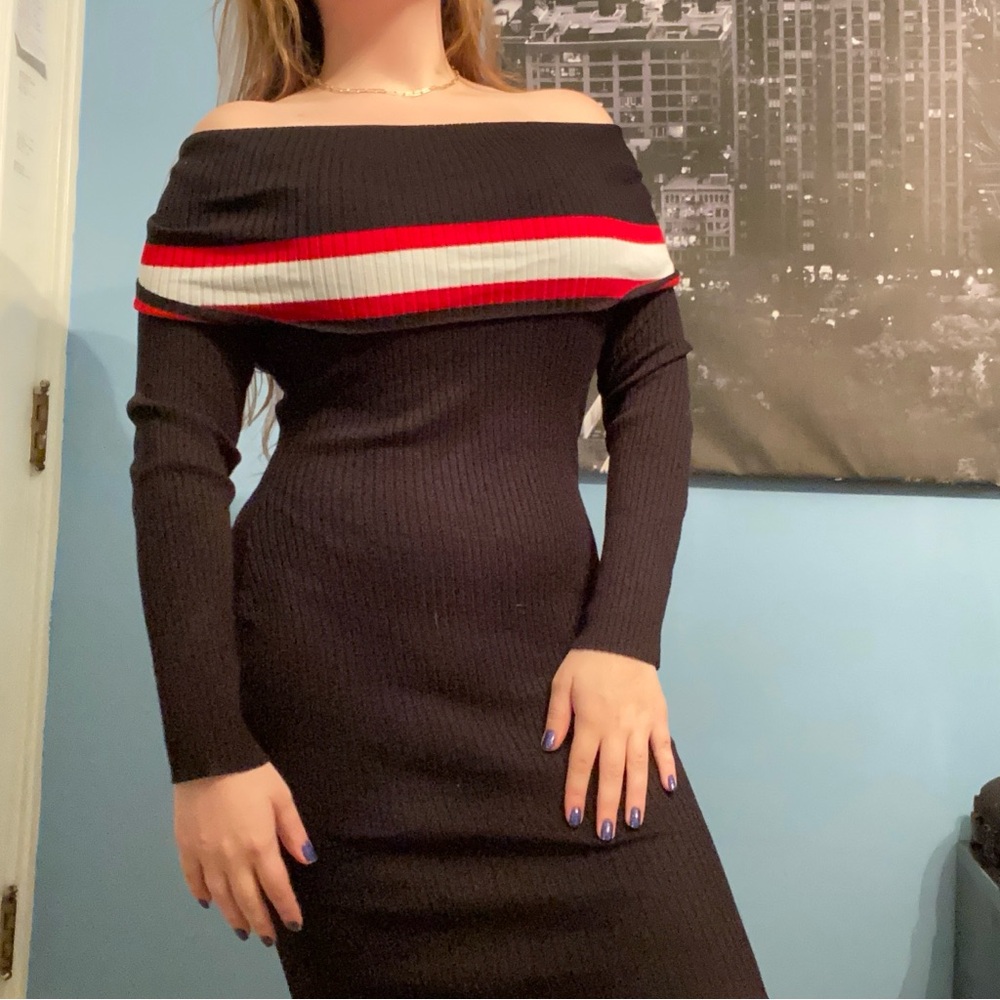 Off the shoulder long sleeve dress